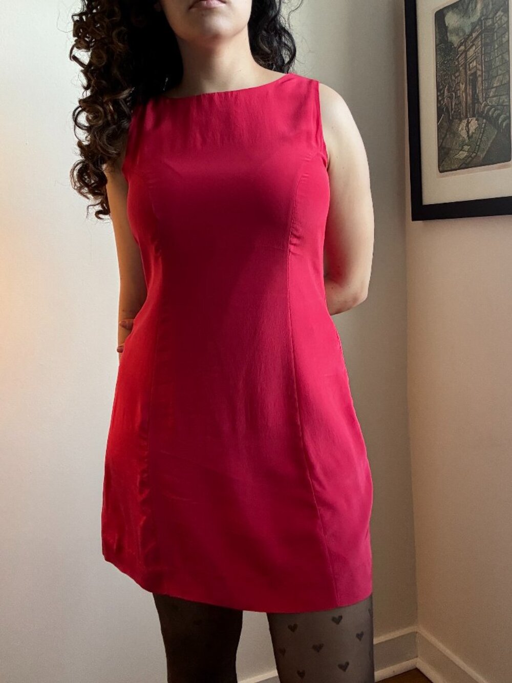 Vintage Hugo Buscati Milano 100% Silk Red Mini Dress